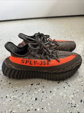 Yeezy Kids Boost 350 V2 Black with Orange Stripe